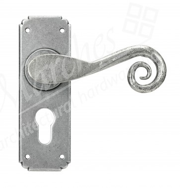 Pewter Monkeytail Lever Euro Lock Set