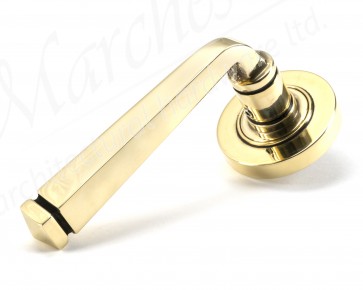 Avon Round Lever on Rose Set (Plain) - Aged Brass 