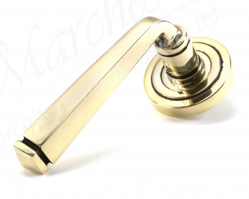 Avon Round Lever on Rose Set (Art Deco) - Aged Brass