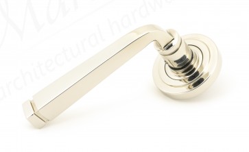 Avon Round Lever on Rose Set (Art Deco) - Polished Nickel 