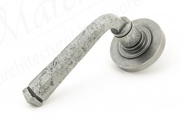 Pewter Avon Round Lever on Rose Set (Plain)