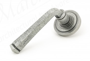 Pewter Avon Round Lever on Rose Set (Art Deco)