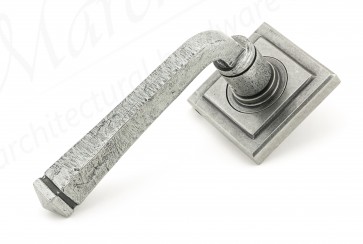 Pewter Avon Round Lever on Rose Set (Square)