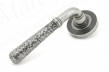 Pewter Hammered Newbury Lever on Rose Set (Beehive)