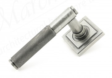 Pewter Brompton Lever on Rose Set (Square)