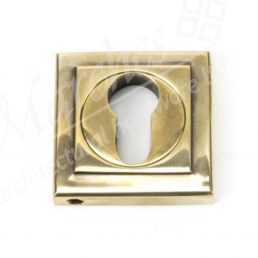 Round Euro Escutcheon (Square) - Aged Brass