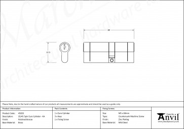 35/45 5pin Euro Cylinder KA - Polished Bronze