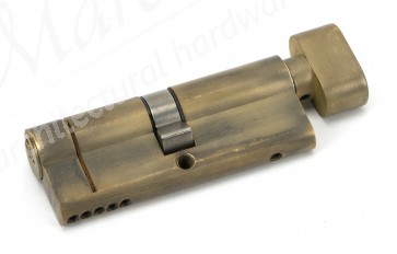 40/40 5pin Euro Cylinder/Thumbturn KA - Aged Brass
