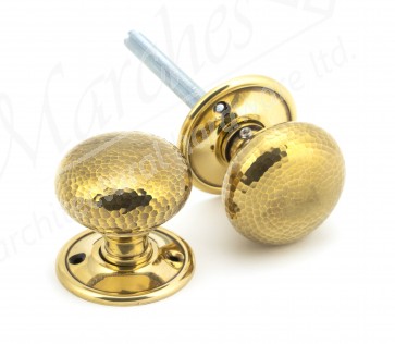 Aged Brass Hammered Mushroom Mortice/Rim Knob Set