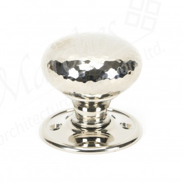 Polished Nickel Hammered Mushroom Mortice/Rim Knob Set