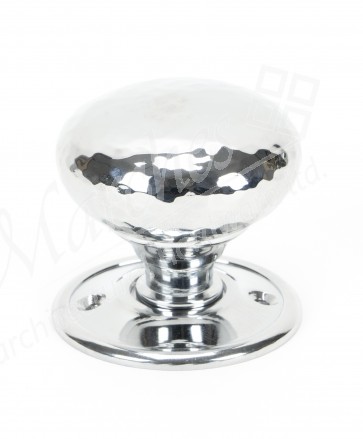 Polished Chrome Hammered Mushroom Mortice/Rim Knob Set