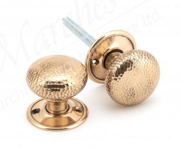 Polished Bronze Hammered Mushroom Mortice/Rim Knob Set