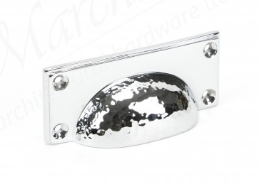 Polished Chrome Hammered Art Deco Drawer Pull