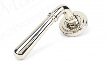 Newbury Lever on Rose Set (Art Deco) - Polished Nickel