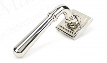 Newbury Lever on Rose Set (Square) - Polished Nickel