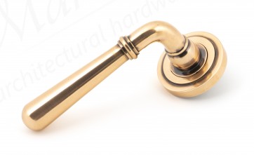 Newbury Lever on Rose Set (Art Deco) - Polished Bronze