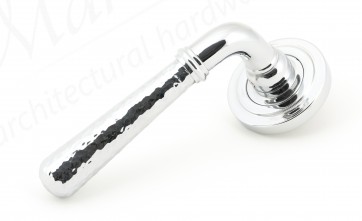 Hammered Newbury Lever on Rose Set (Art Deco) - Polished Chrome
