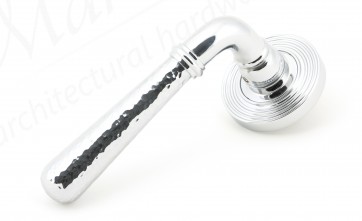 Hammered Newbury Lever on Rose Set (Beehive) - Polished Chrome