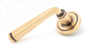 Avon Round Lever on Rose Set (Art Deco) - Polished Bronze