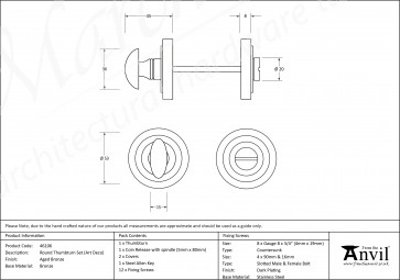 Round Thumbturn Set (Art Deco) - Aged Bronze