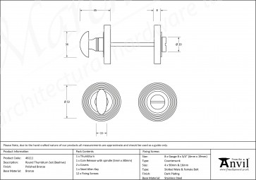 Round Thumbturn Set (Beehive) - Polished Bronze