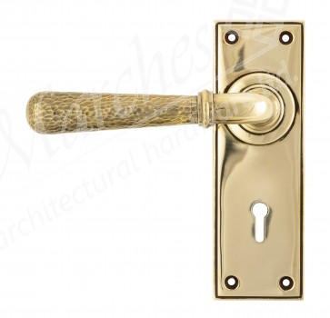 Hammered Newbury Lever Handles - Aged Brass