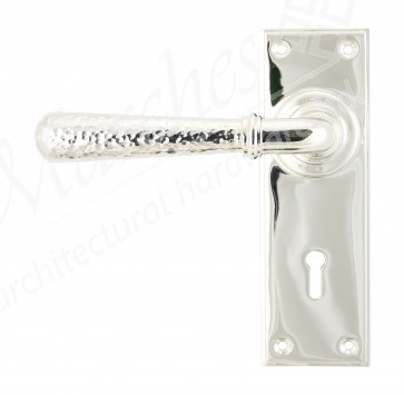 Polished Nickel Hammered Newbury Lever Lock Set