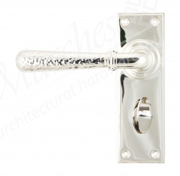 Polished Nickel Hammered Newbury Lever Bathroom Set