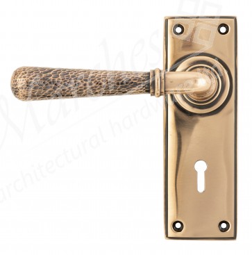 Polished Bronze Hammered Newbury Lever Lock Set