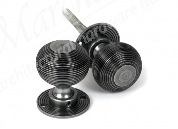 Heavy Beehive Mortice/Rim Knob Set - Pewter