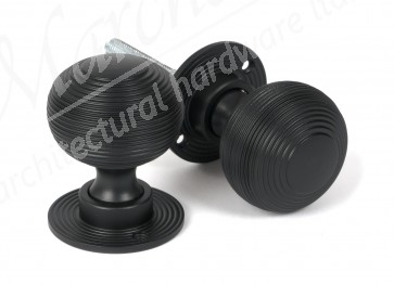 Heavy Beehive Mortice/Rim Knob Set - Matt Black