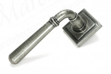 Newbury Lever on Rose Set (Square) - Pewter