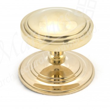 Art Deco Centre Door Knob - Polished Brass