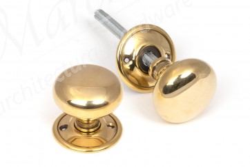 Mushroom Mortice/Rim Knob Set - Aged Brass