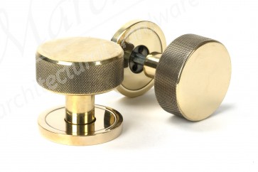 Brompton Mortice/Rim Knob Set (Plain) - Aged Brass