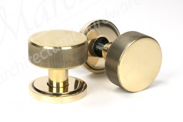 Brompton Mortice/Rim Knob Set (Art Deco) - Aged Brass