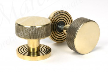 Brompton Mortice/Rim Knob Set (Beehive) - Aged Brass