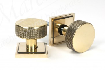 Brompton Mortice/Rim Knob Set (Square) - Aged Brass