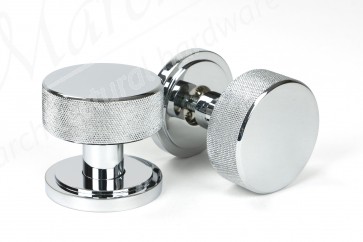 Brompton Mortice/Rim Knob Set (Art Deco) - Polished Chrome