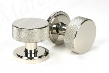 Brompton Mortice/Rim Knob Set (Art Deco) - Polished Nickel