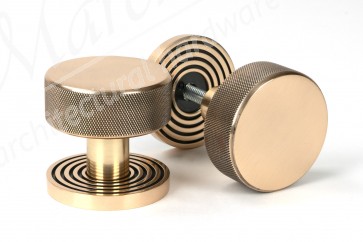 Brompton Mortice/Rim Knob Set (Beehive) - Polished Bronze