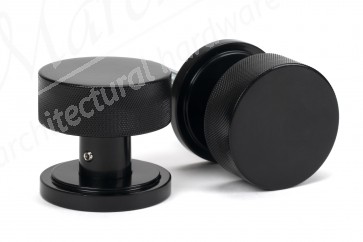 Brompton Mortice/Rim Knob Set (Art Deco) - Black