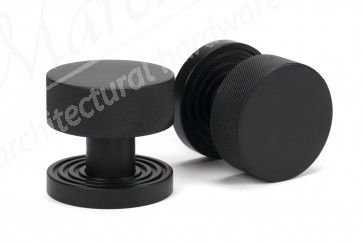 Brompton Mortice/Rim Knob Set (Beehive) - Matt Black