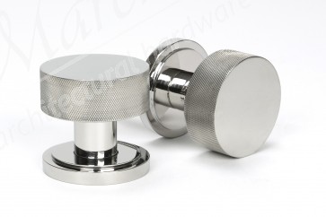 Brompton Mortice/Rim Knob Set (Art Deco) - Polished Marine SS (316)