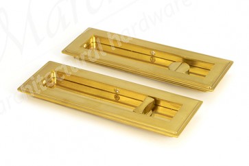 175mm Art Deco Rectangular Pull Privacy Set - Polished Brass