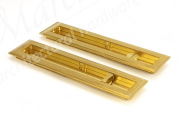 250mm Art Deco Rectangular Pull Privacy Set - Polished Brass