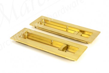 175mm Plain Rectangular Pull Privacy Set - Polished Brass