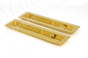 250mm Plain Rectangular Pull Privacy Set - Polished Brass