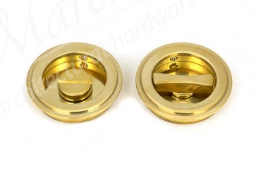 60mm Art Deco Round Pull Privacy Set - Polished Brass