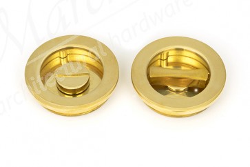 60mm Plain Round Pull Privacy Set - Polished Brass